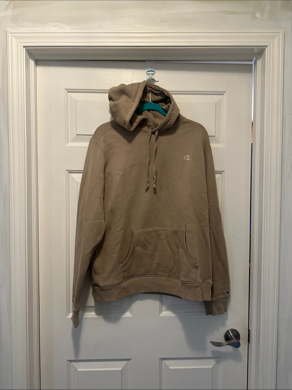 Champion Tan Pullover Hoodie with Subtle Logo